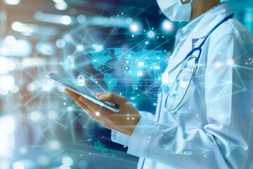 Medical AI technology, online health, global health network - 752102993