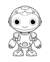 Robot coloring page, isolated coloring book. Color pages for kids featuring an isolated robot toy.