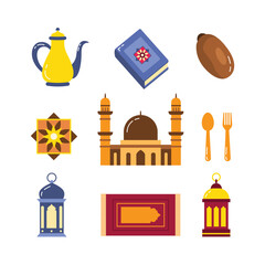 exclusive ramadan set of icons pack vector illustration