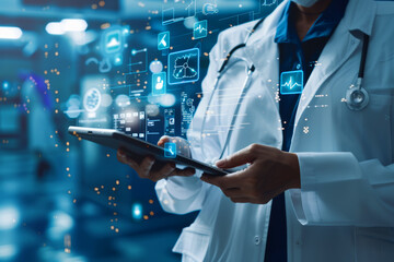 Medical AI technology, online health, global health network - 752103369