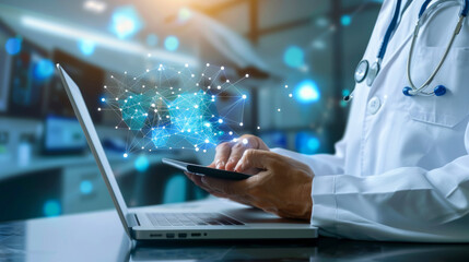 Medical AI technology, online health, global health network - 752103542