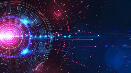 Fototapeta premium Futuristic virtual computer background: cyber network coding & programming software illustration