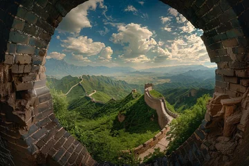 Foto op Canvas a view through a hole in a wall of a mountain © Victor