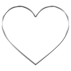 3d chrome heart in y2k style isolated. Futuristic metal glossy heart steel sticker. Metallic heart