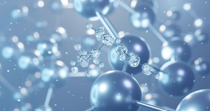 Adefovir, rotating 3D model of isomer of bis-pom pmea, seamless looped video, molecular structure with selective focus