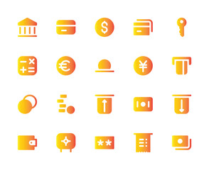 Banking and Payments Icons Set - Fill Gradient