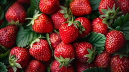 background full of strawberries, fresh, summer, healthy