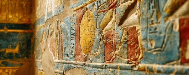 The Temple Wall Adorned with Ancient Egyptian Symbols