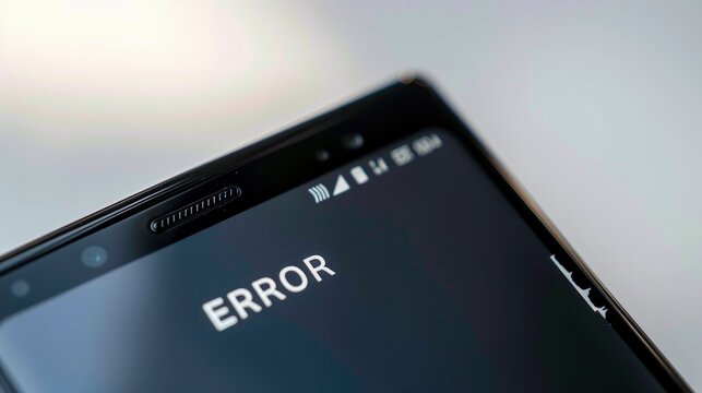 Captivating Professional Close-Up of Glowing ERROR Text on Android Mobile Phone Display
