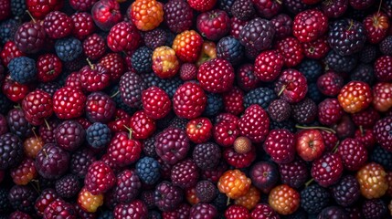 background of blackberries and raspberries, fresh, summer, healthy