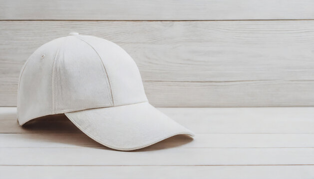 white baseball cap with clean modern design, space for logo