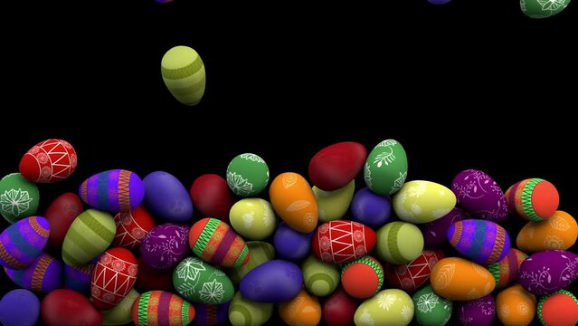 Falling easter eggs &ndash; 3d render with alpha channel.