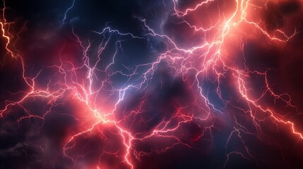 Dynamic cluster of lightning bolts. - obrazy, fototapety, plakaty