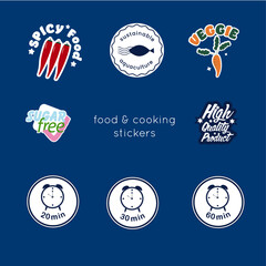 stickers - Aufkleber - unterschiedliches Aussehen zum Thema Essen, Küche, Lebensmittel