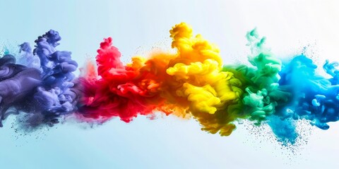 Dynamic swirls of colorful smoke in a vivid rainbow transition for creative backgrounds.