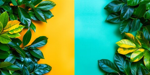 Fototapeta na wymiar The Dance of Nature: A Green and Yellow Duo. Generative AI