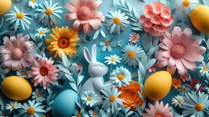 Handcrafted 3D Easter Card with Colorful Eggs and Spring Flowers