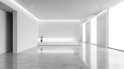 A white interior wall with beautiful built-in lighting, creating an elegant and serene ambiance