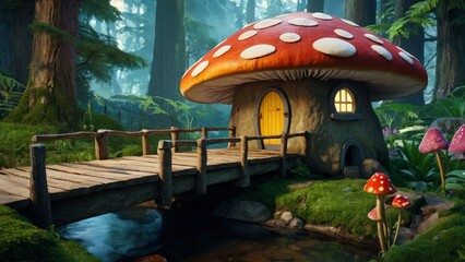 Mushroom house - obrazy, fototapety, plakaty