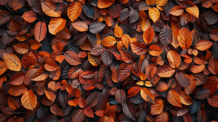 Autumn leaves background in rich brown and orange tones