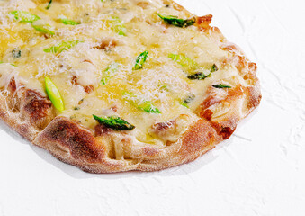 Four cheese pizza quattro fromaggi on stone