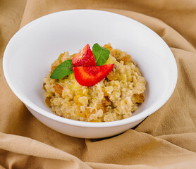 oatmeal with banana top view