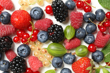 Ripe berries on the table on a light background.