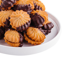 Homemade crunchy cookies with chocolate cream