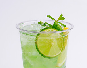 Citrus cocktail mojito with lime and mint