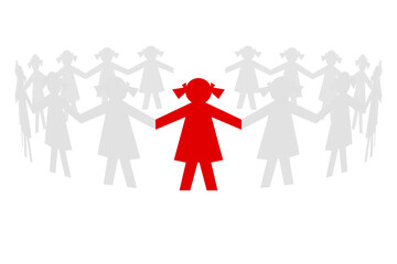 PNG, trasparente. Girotondo di ragazze. Leader in evidenza.