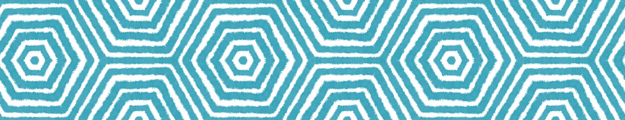 Exotic seamless border. Turquoise symmetrical