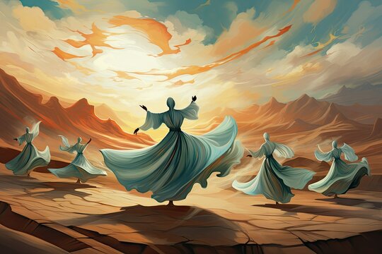 Serene Desert Dervishes Whirling