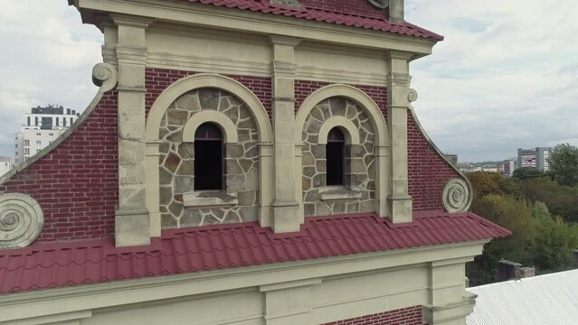 Drone Shot of the Charming Ancient Church of Saint Josaphat. Aerial View of the Old Church in the Beautiful Lviv City. Touristic Place. Traveling. Historical Places Concept