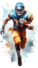 Fototapeta premium american football player Football and helmet, clip art, cartoon illustration, watercolor clip art on white background.