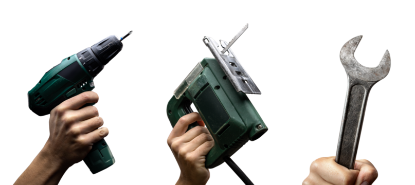 Tools Held by a Hand - Isolated from Background