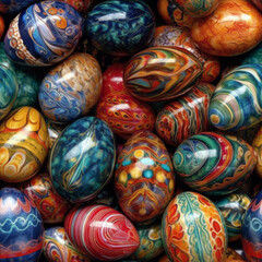 Fototapeta na wymiar Colorful shiny easter eggs seamless pattern