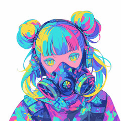 Japanese Anime Girl Wearing Gas Mask