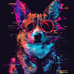 cyberpunk corgi dog