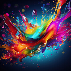 close up square image of a colourful splash of paint Generative AI