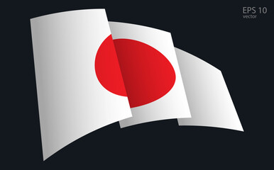 Waving Vector flag of Japan. National flag waving symbol. Banner design element.
