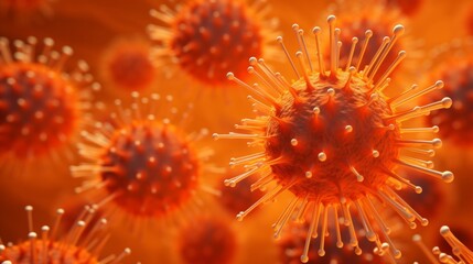
Activated Platelets: Showing the spiky form of activated platelets, against a vibrant orange background, representing emergency and healing