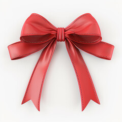 3D Rendered Red Ribbon Bow on White Background