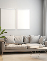 Frame mockup, ISO A paper size. Living room wall poster mockup