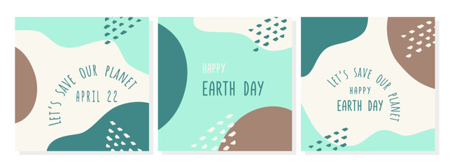 Earth Day celebration posters with Environmental messages, April 22.