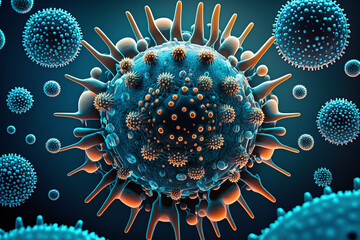 3d rendered illustration of a virus, Mutation  AI, Artificial Intelligence, - obrazy, fototapety, plakaty