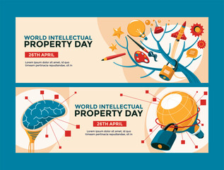 Set of World Intellectual Property Day Vector Horizontal Banner