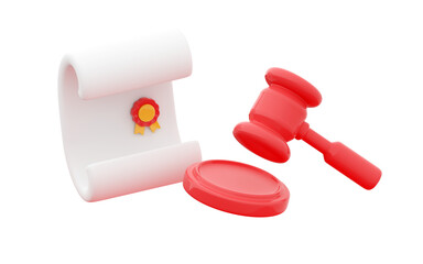 3d judge gavel isolated Render of auction hammer and concept of law and judgment Legal advice for business