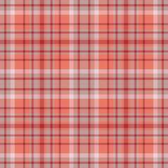 Plaid seamless pattern in red. Check fabric texture. Vector textile print.