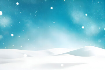 Realistic snowfall background with blue sky