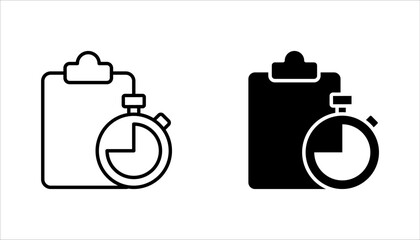 Fast services icon set, check list and stopwatch, to do plan, project management, vector illustration on white background